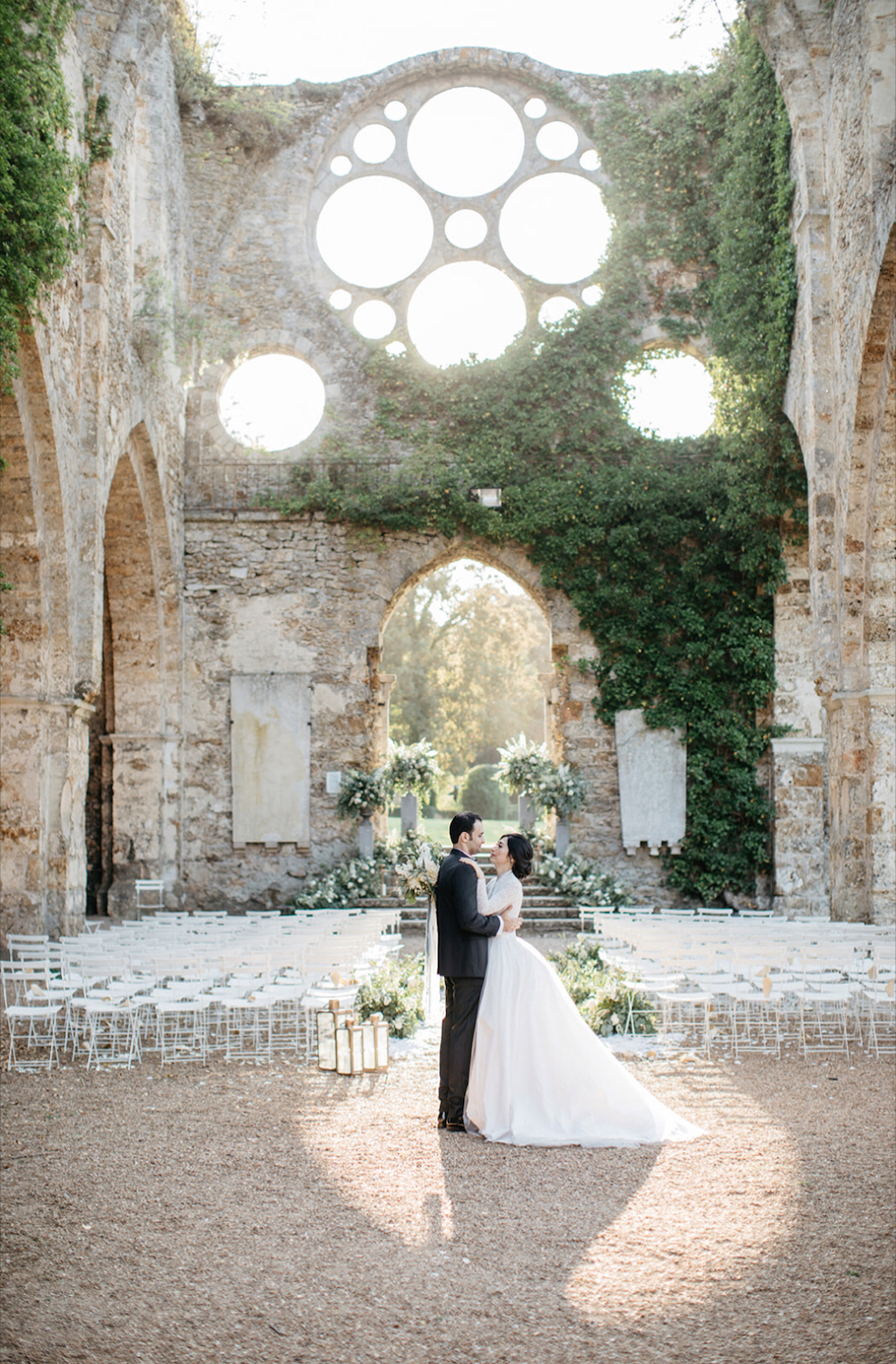 French abbey wedding planned by Fête in France