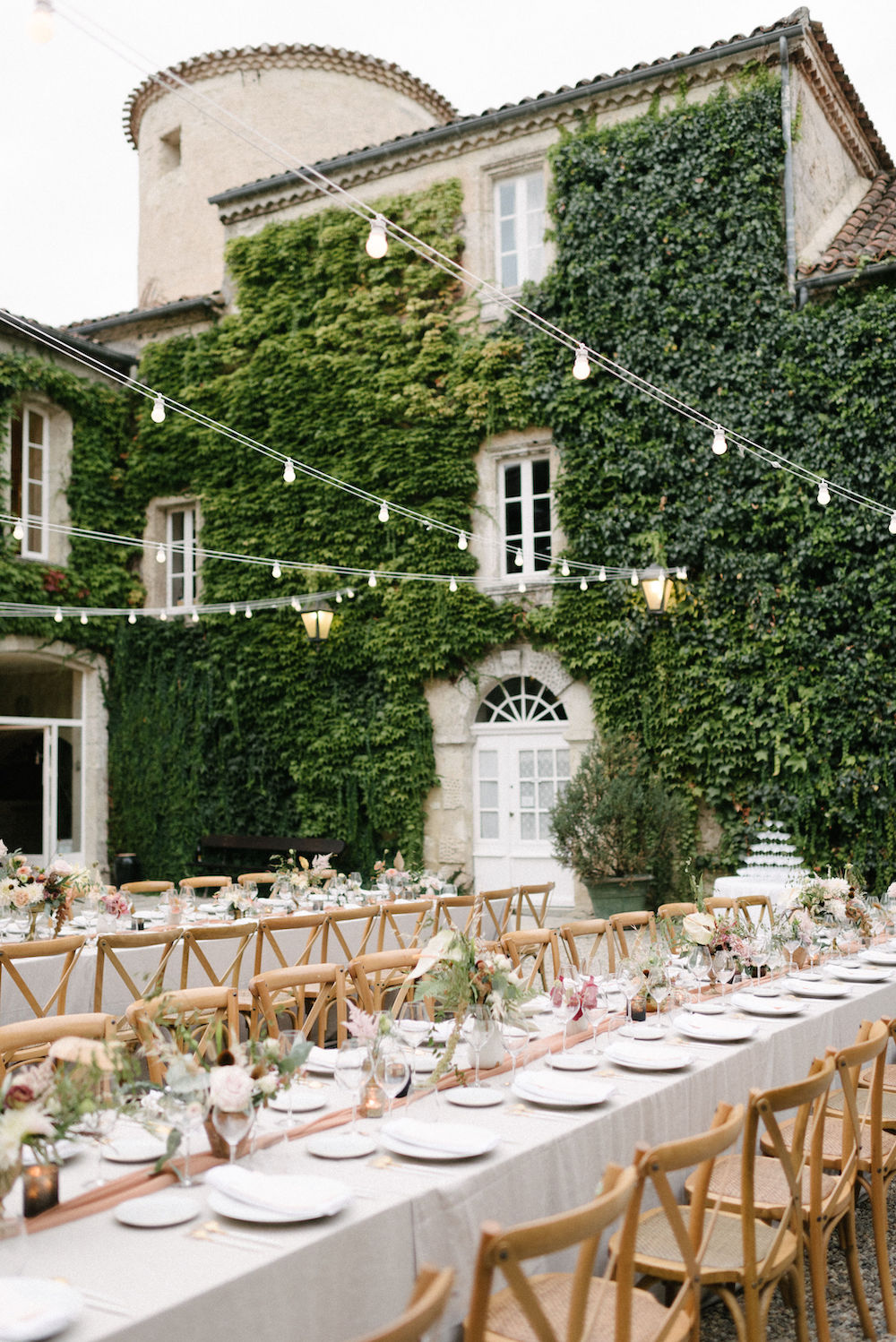 French countryside château wedding reception planned by Fête in France