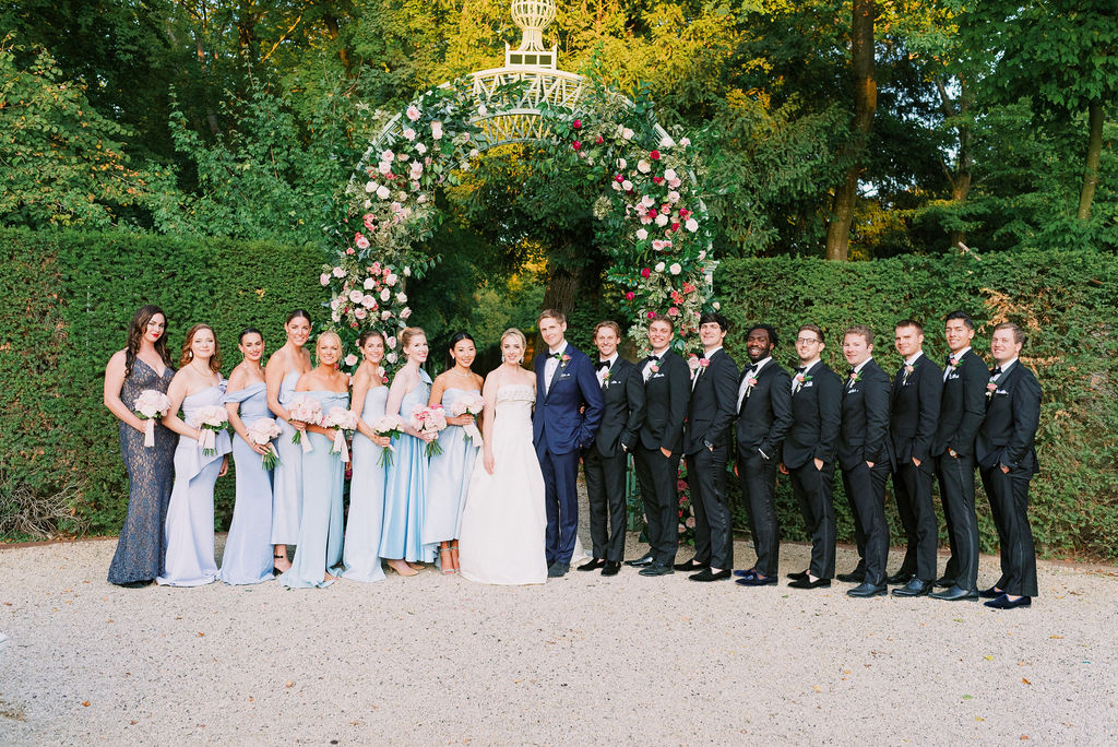 Wedding party at a French château wedding planned by Fête in France
