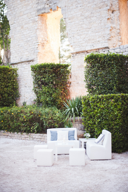 Provence villa wedding lounge area